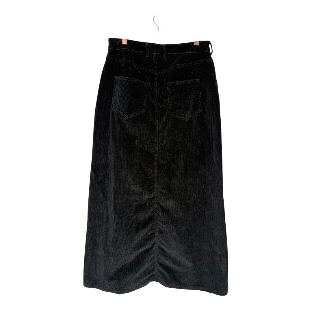 Anthropologie Pilcro Madi Front Slit Corduroy Maxi Skirt Black Sz 6 Boho Western - Image 5