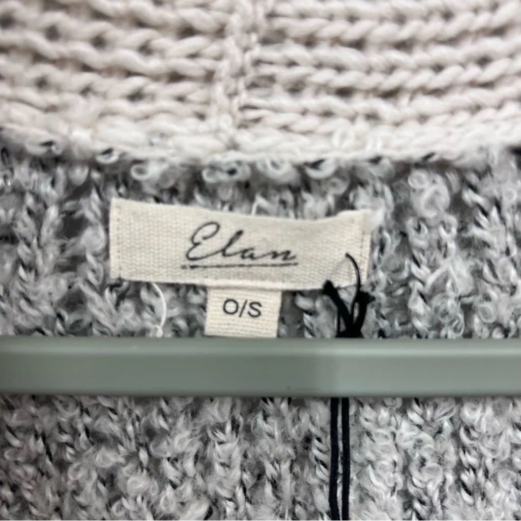 NWT Elan OS Women's Beige and Gray Knit open Cardigan wool blend short sleeve - Image 2