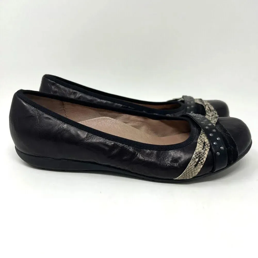 Abeo Toni Black Leather Slip‎ On Comfort Ballet Flat Shoes Women’s Size 7N - Image 2