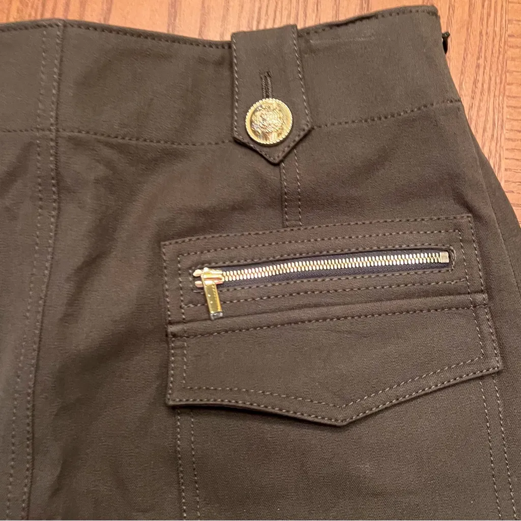 Derek Lam 10 Crosby Trix Gold Buttons High-Waisted Utility Skirt Army Green Sz 4 - Image 8