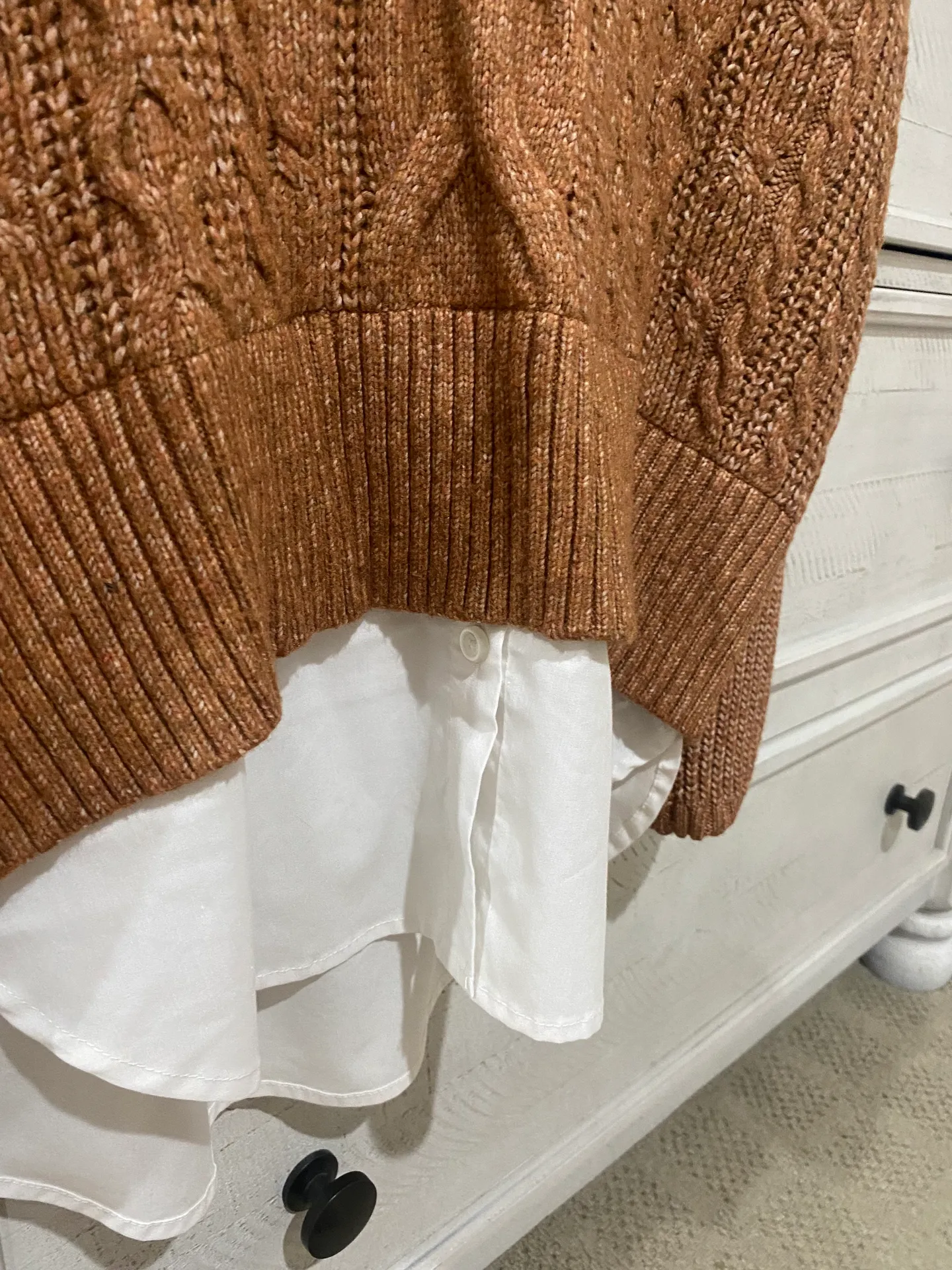 Rachel Zoe Cable Knit Collared Layered Sweater - Image 4