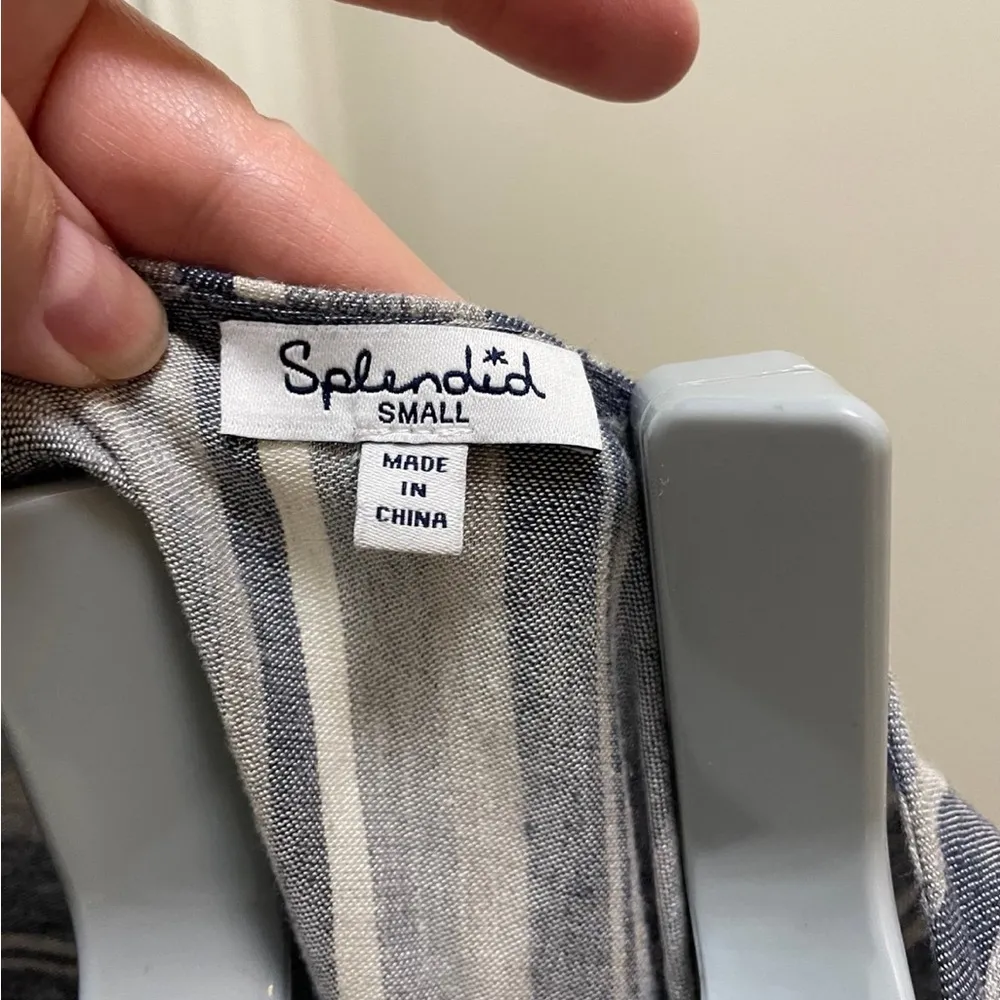 Splendid Womens Linen blend Multi Stripe Tulip Hem flutter sleeve Maxi SZ S #113 - Image 3