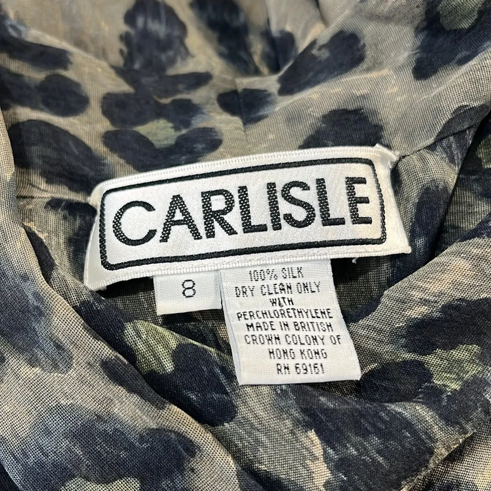 CARLISLE 100% Silk Sheer Leopard Print Blouse-8 - Image 3