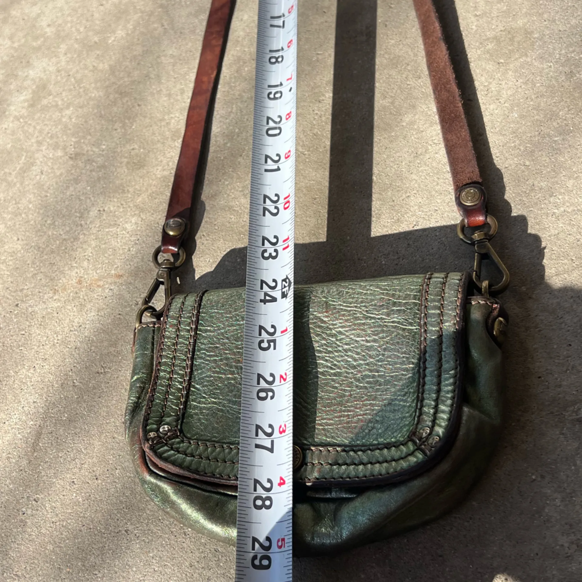 Vintage Campomaggi Metallic Green Leather Studs RARE 1961 5x7” Made in Italy - Image 10