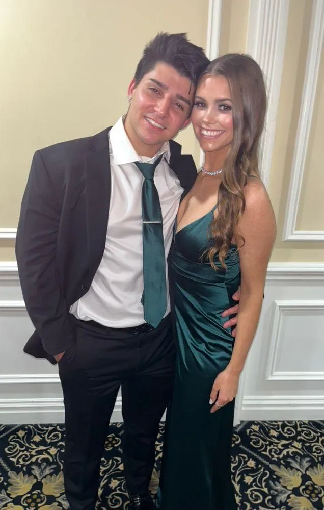 Emerald Green Satin Gown Size XS - Image 10