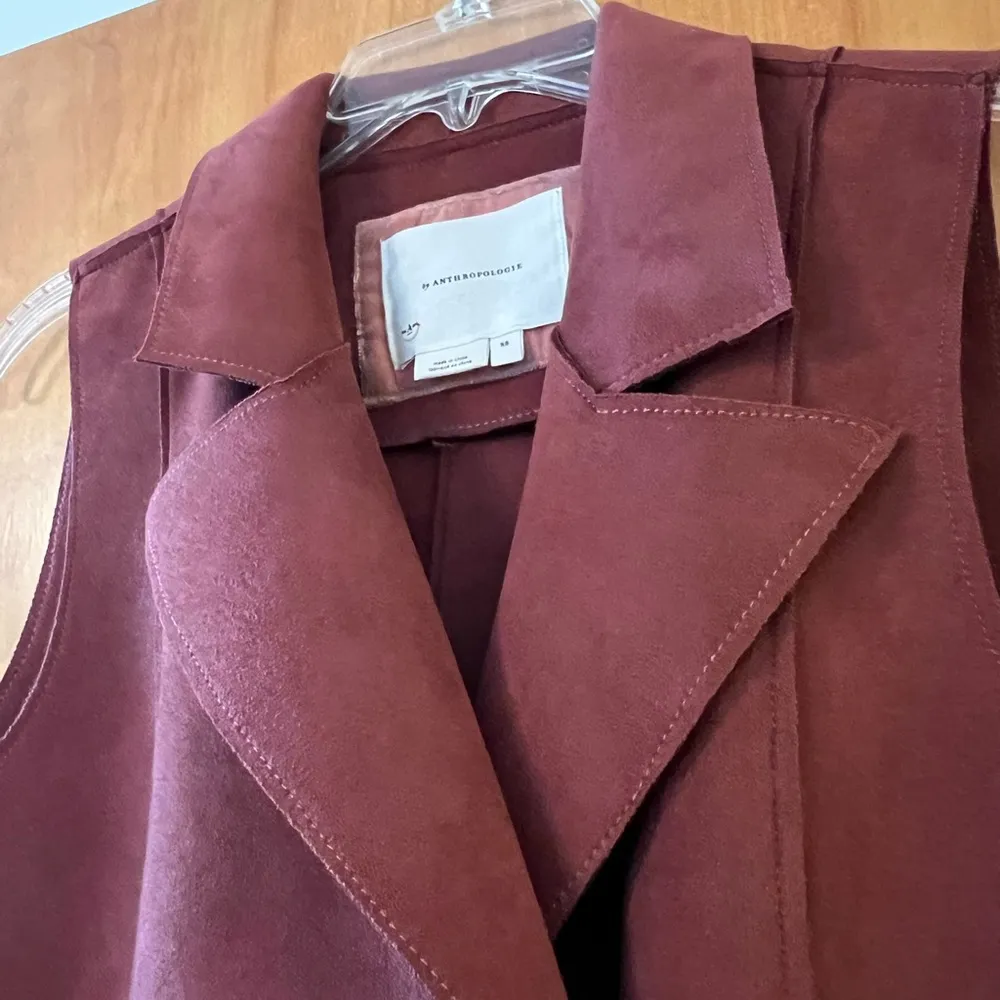 Anthropologie Tandy Longline Faux Suede Utility Topper Vest Jumper Dress XS - Image 9