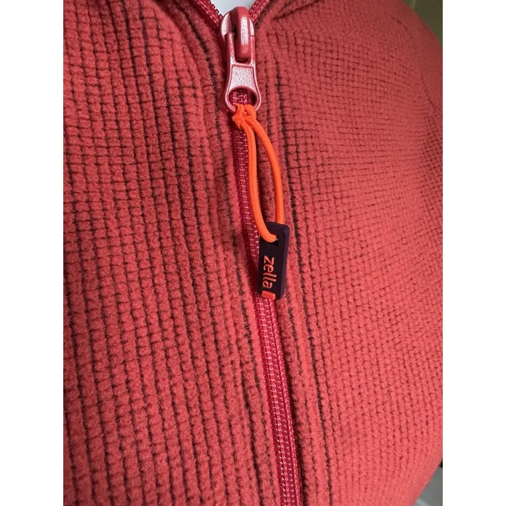 Zella Bright Orange Textured 1/2 Zip Pullover Hoodie Jacket L - Image 2