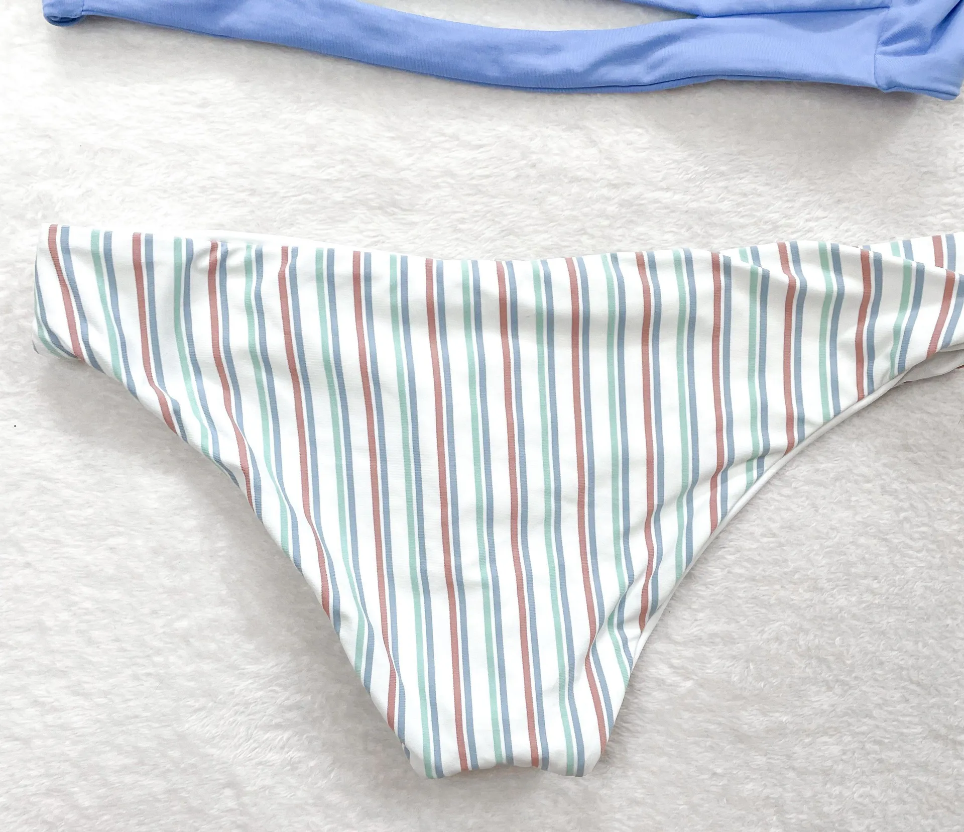 l*space Pastel Striped Solid Mismatched Bikini Set - Image 8