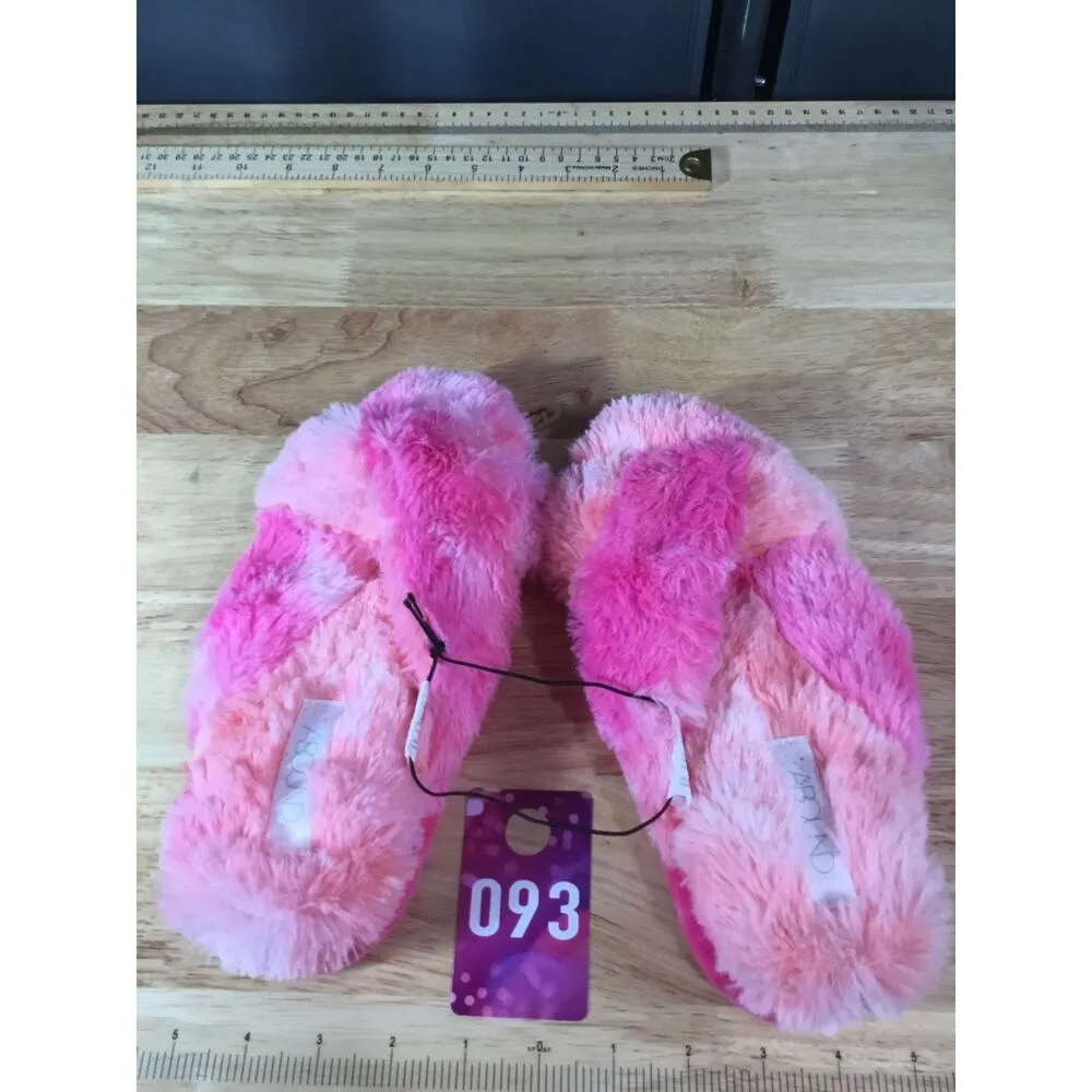 Abound Slippers Women's 5-6 Pink Faux Fur Indoor Home Plush Soft Casual Open Toe - Image 2