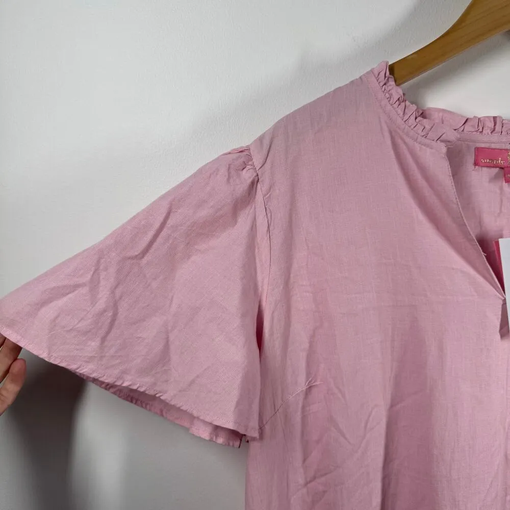 Crown & Ivy Dress Women L Pink NWT Scallop Hem Shirt Dress Lightweight Spring - Image 3