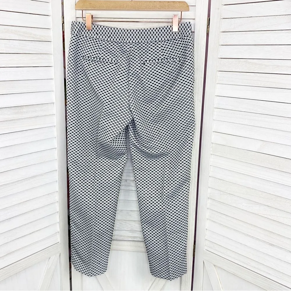 Express Editor Swiss Dot Crop Pants White Blue 2 - Image 2