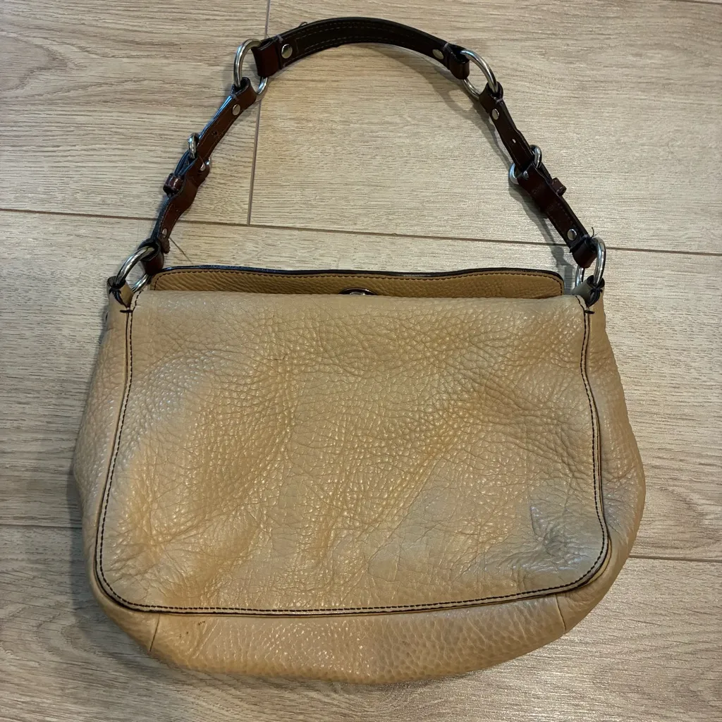 Coach Vintage Chelsea Nubuck Pebble Leather Tan Shoulder Bag 8A38 - Image 8