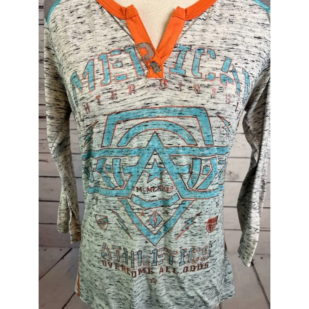 American Fighter Shirt Medium Raglan sleeve‎ t-shirt UFC MMA Athletics Womens - Image 7