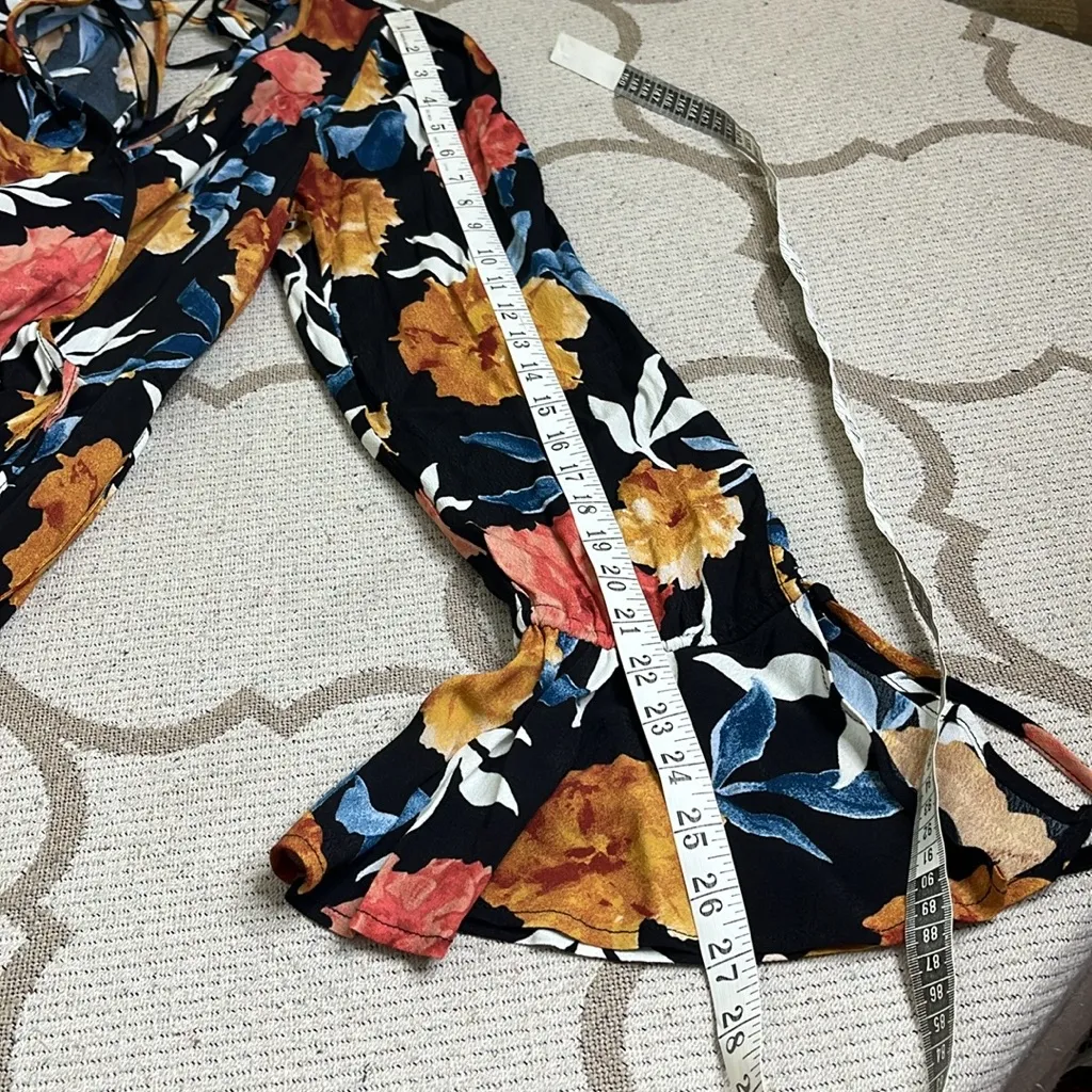 Band Of Gypsies No Woman No Cry Maxi Dress Faux Wrap LS Hi Lo Ruffle Hem,size S - Image 9