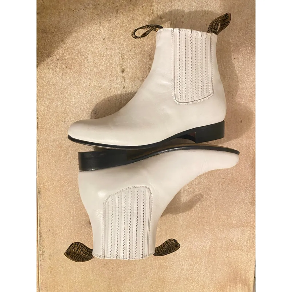 White Leather Chelsea Boots El Besserro 22.5 Boho Western Quiet Luxury Cowgirl Size 5.5 - Image 7