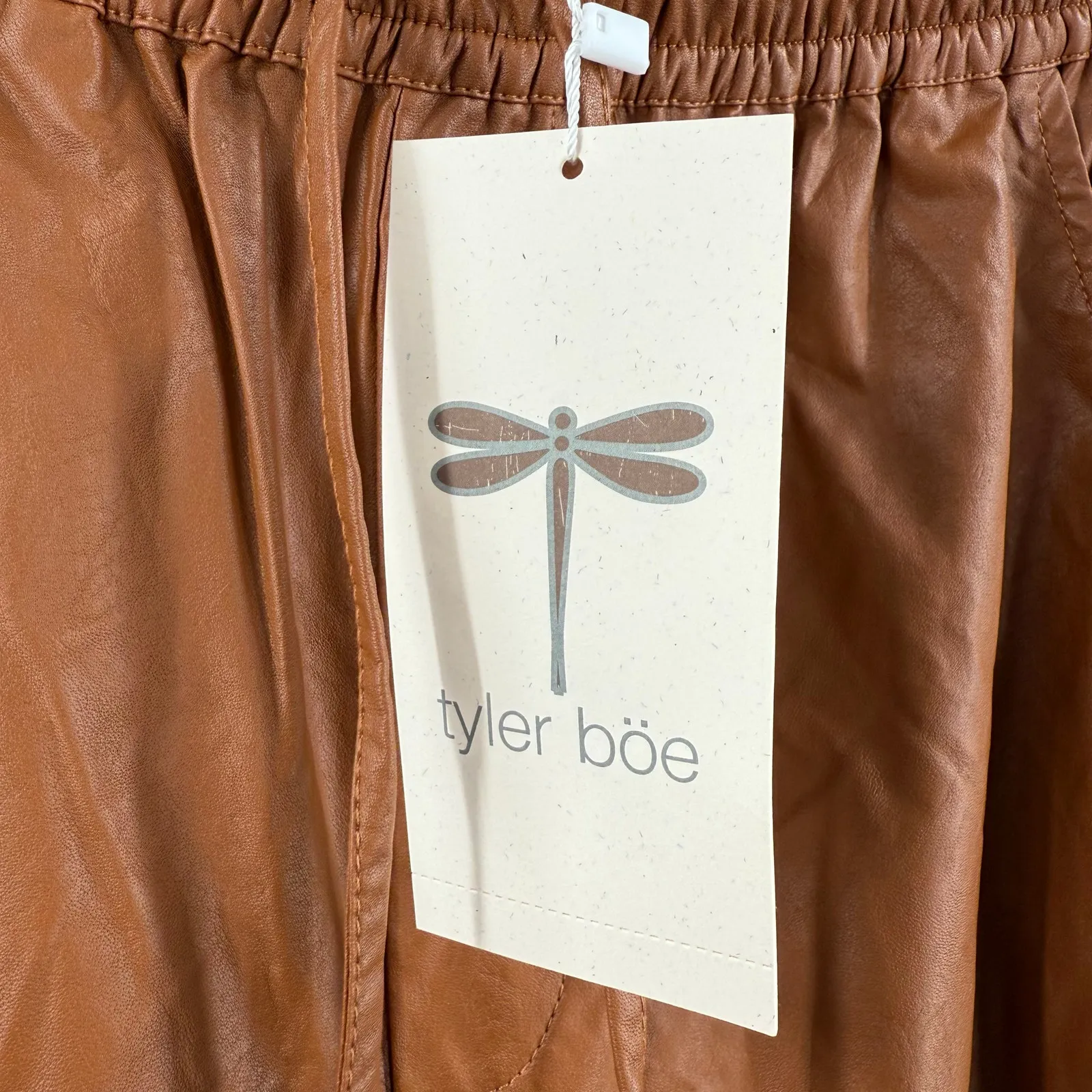 Tyler Boe Kennedy Joggers Size Small NWT Teddy Bear Faux Leather Stretch Pull On Brown - Image 7