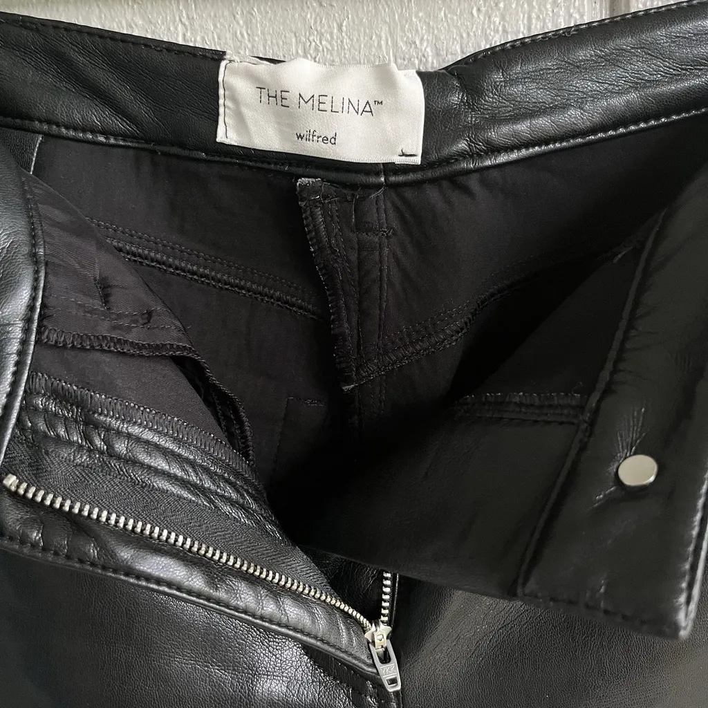 Aritzia Wilfred Melina Vegan Leather Pants High Rise Straight - Admiral Black XS - Image 4