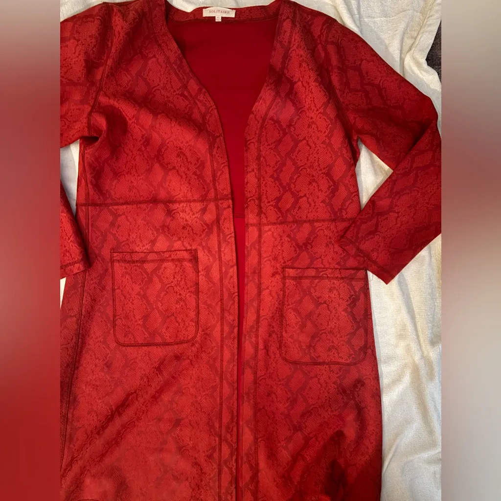 Solitaire XL faux suede snake print long jacket - Image 4