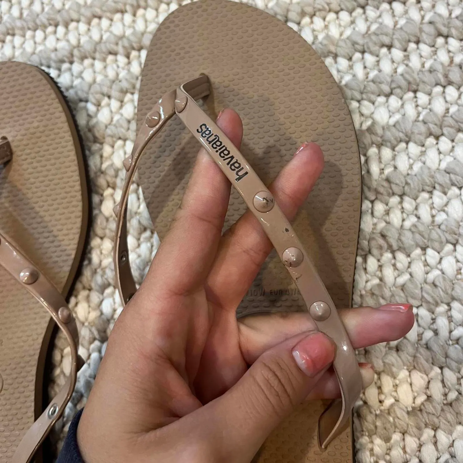 Havaianas You Spike Flip Flop in Rose Gold - Image 3