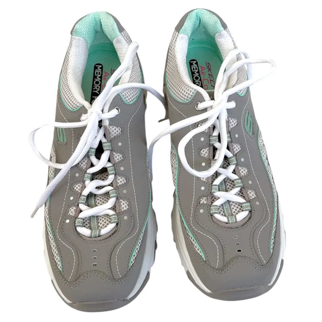 Like New Skechers D’Lites - Lifesaver Sneakers Grey Mint Size 10 - Image 2