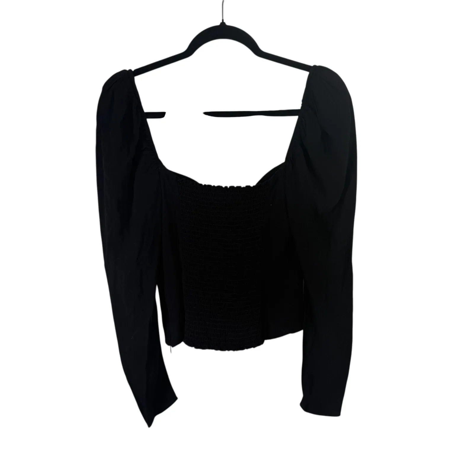 Reformation Reign Top Black Smocked Long Sleeve Sweetheart Neck Womens 4 - Image 6