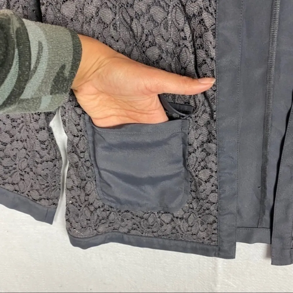 Alfani Gray Lace Collarless Open Front‎ Jacket - Image 7