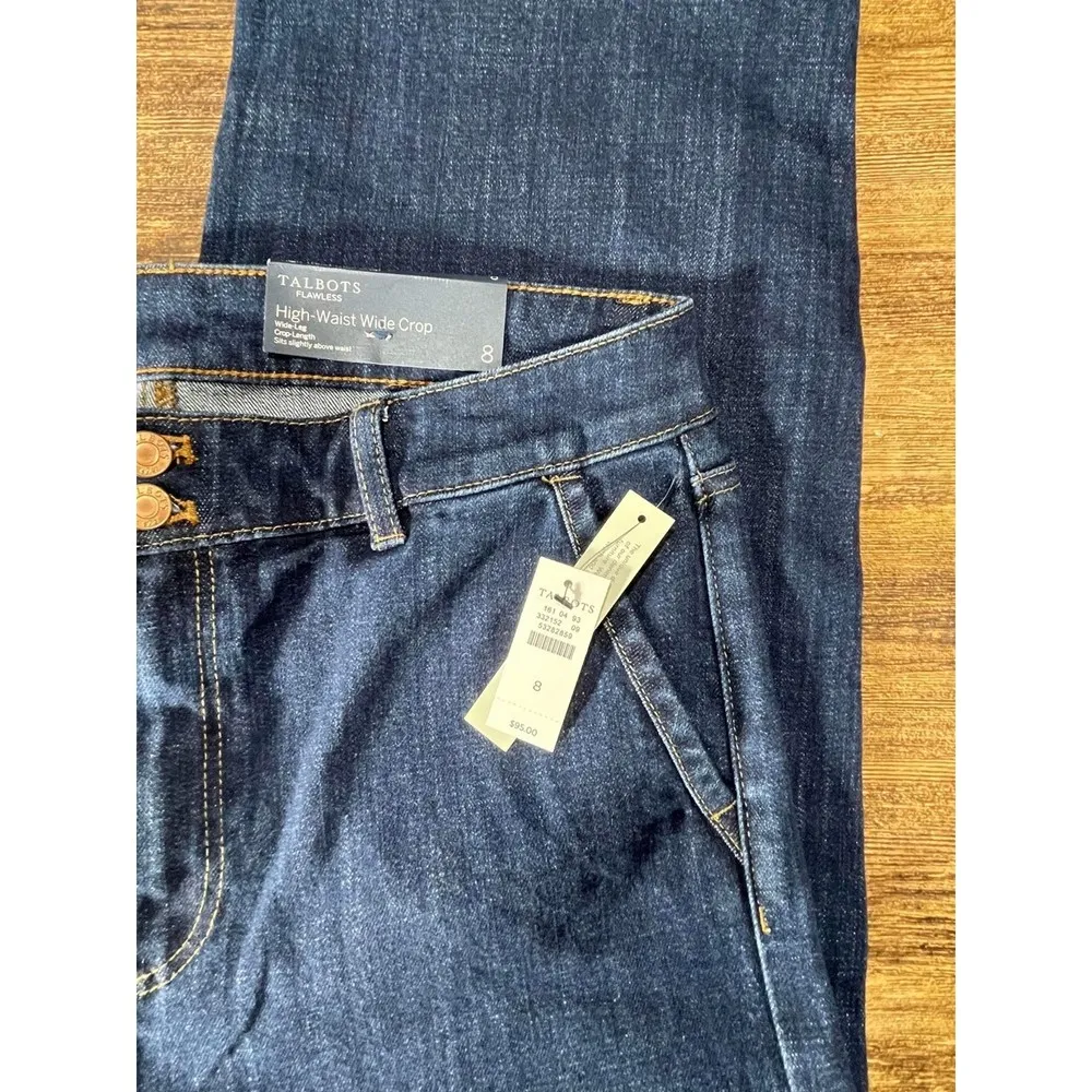 Talbots Flawless Sz 8 High Waist Wide Crop Jeans NEW - Image 2