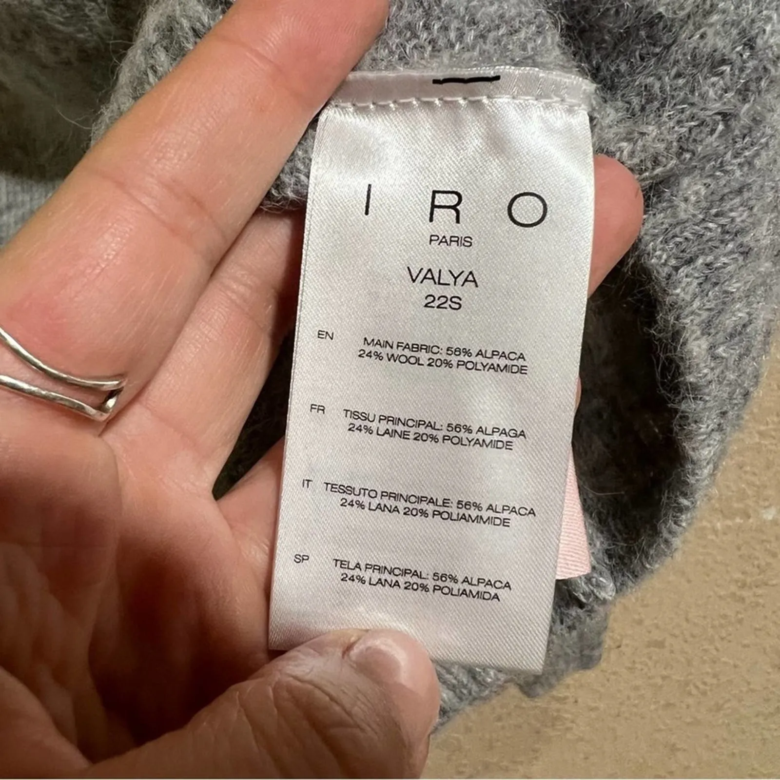 IRO Valya Gray Ombre Ruffle Oversized Crewneck Sweater medium - Image 8