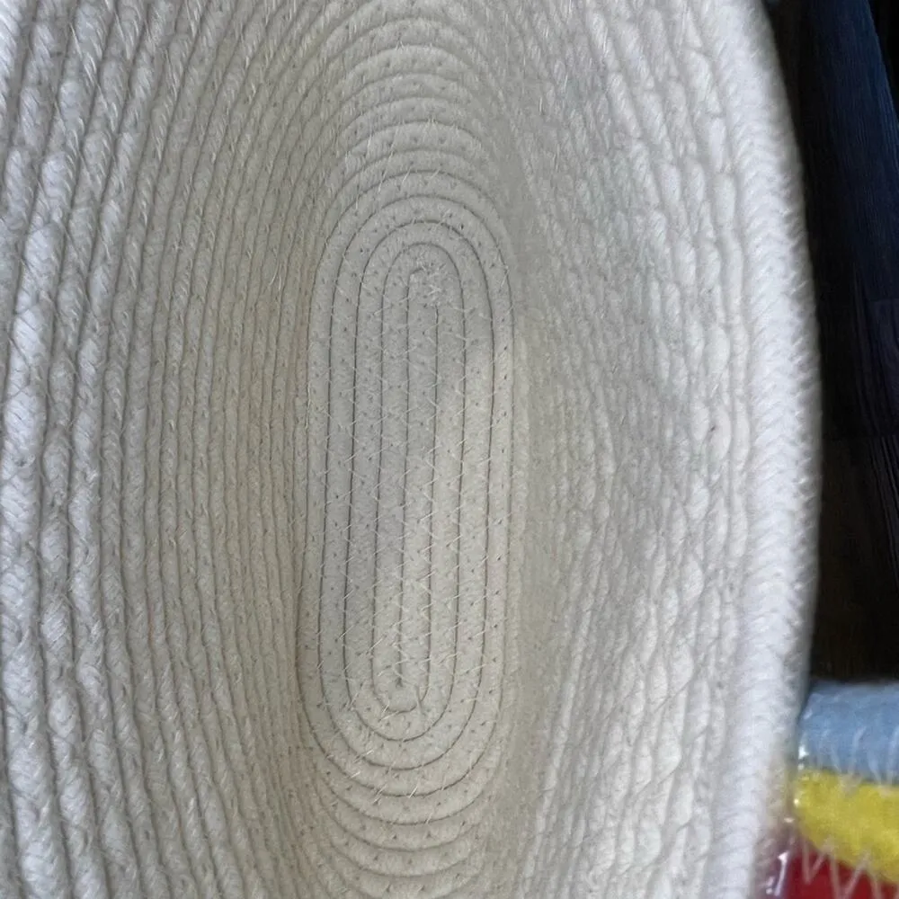 Woven Handbag with Rainbow Handles White - Image 4