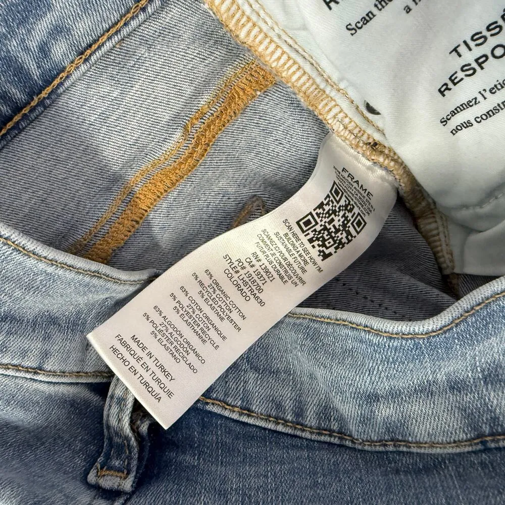 FRAME Le High Straight Raw Hem Jeans Womens Size 33 Colorado Wash Stretch High - Image 7