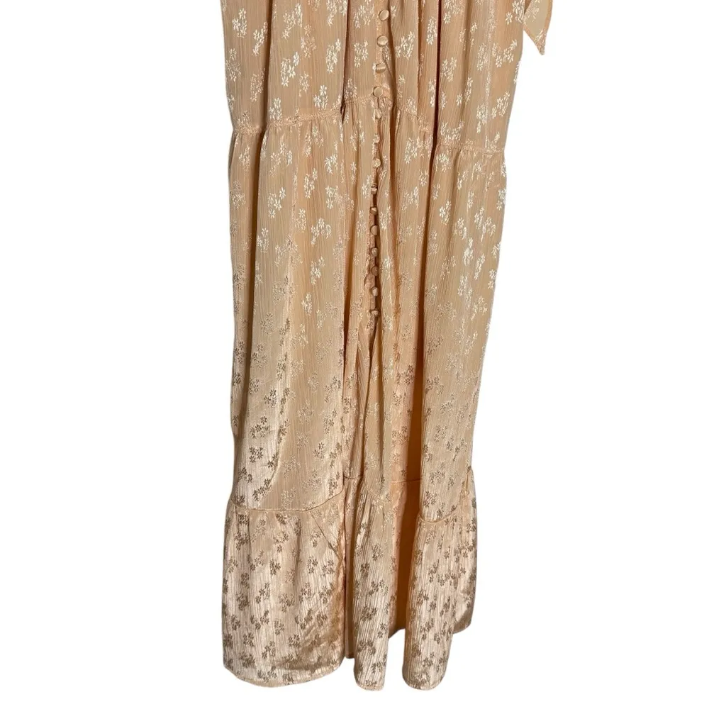 Cha Cha Maxi Dress Peach Satin Floral - Image 6