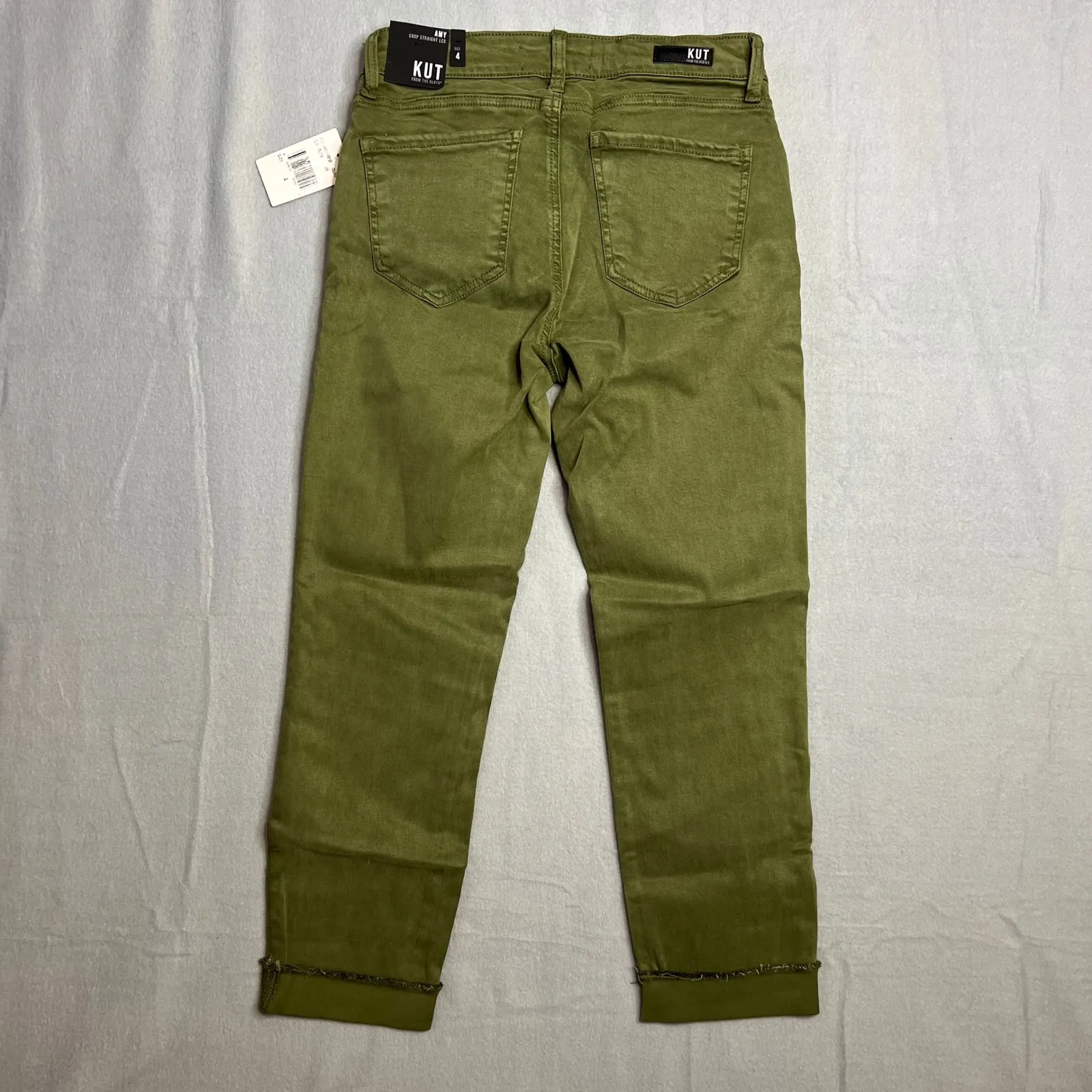 Kut From The Kloth Amy Crop Ankle Straight Leg Jeans Size 4 Olive Green NWT - Image 7