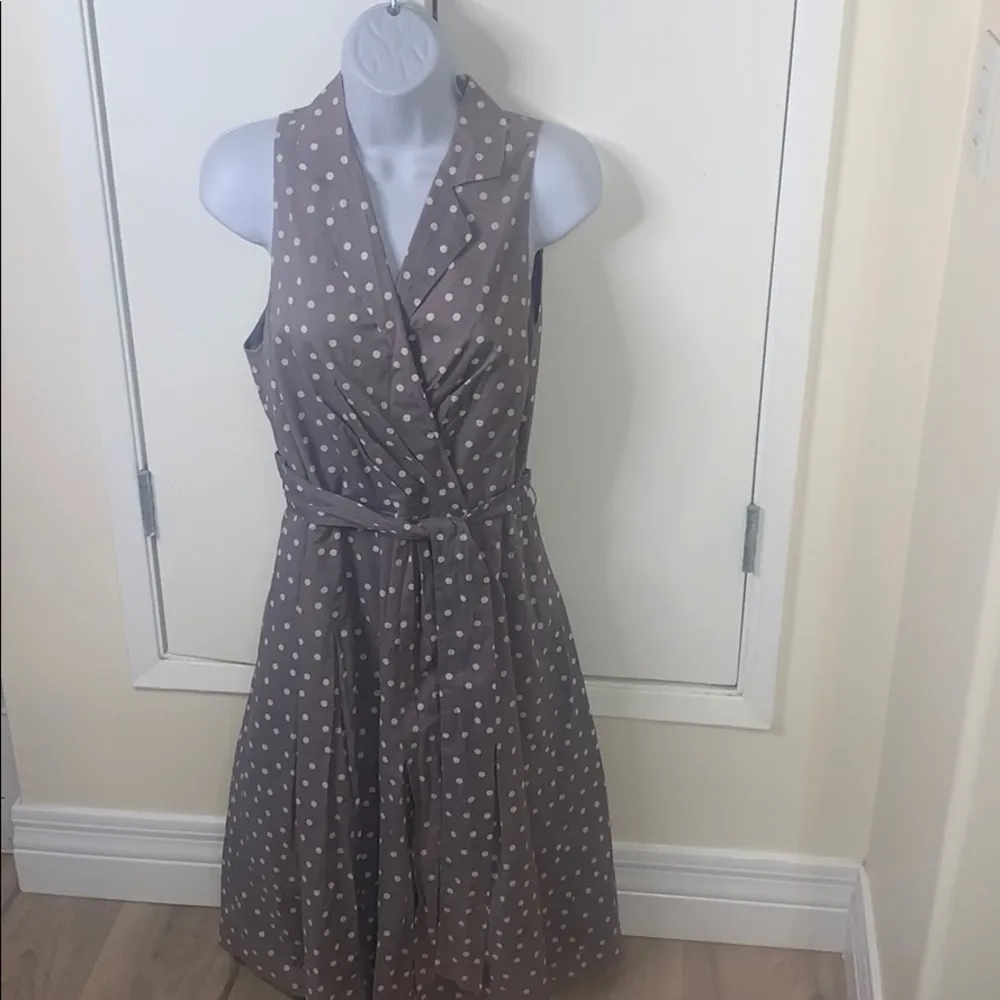 - polka dot dress tan & white pretty woman dress style s12 - Image 10