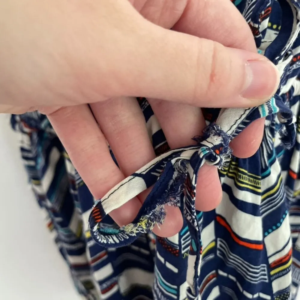 TORRID 3 Plus Size Chevron Print Challis Ruffle Babydoll Top Blue White Boho 3X - Image 9