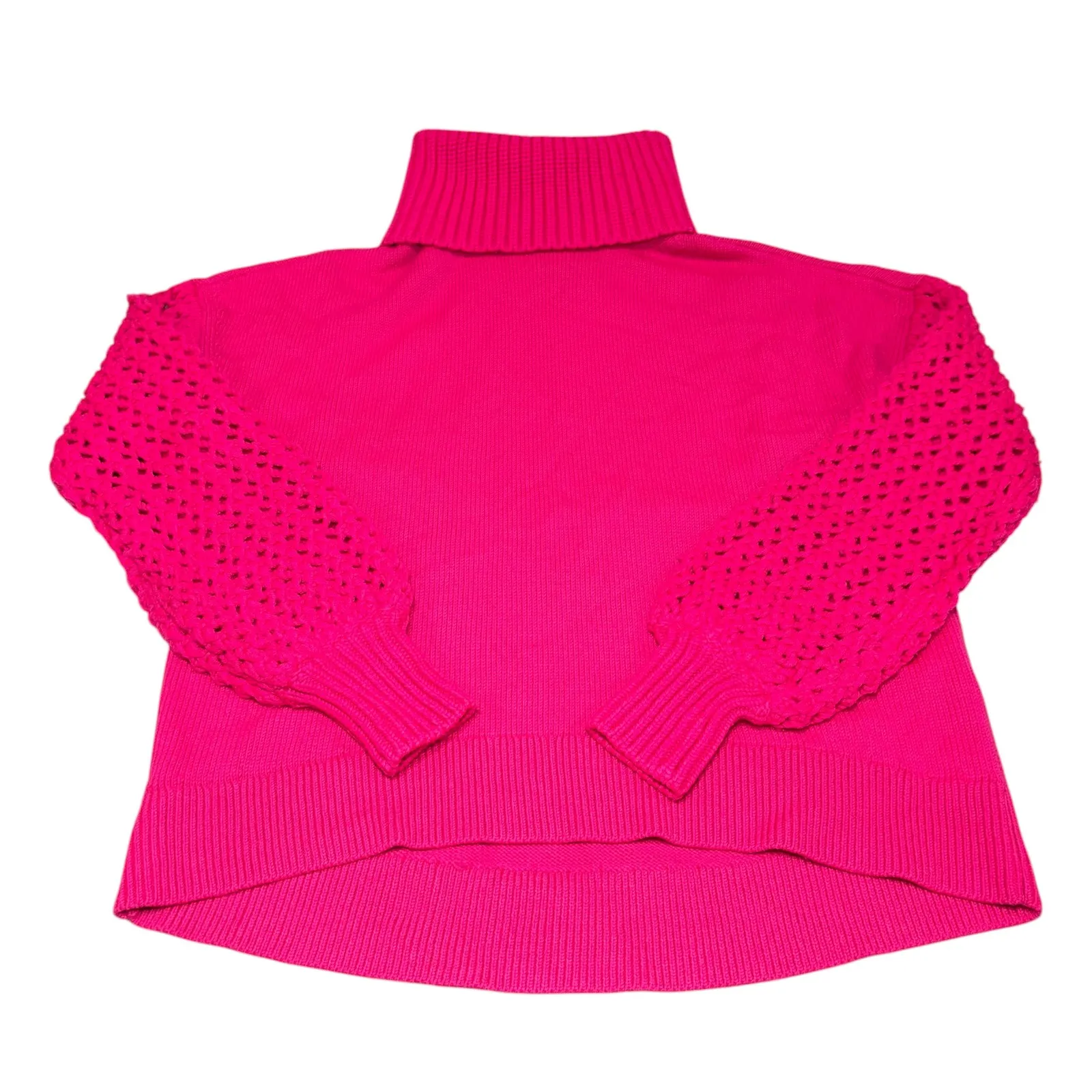 Alice & Olivia Hot Pink Wool Blend Chunky Turtleneck Cropped Sweater XS - Image 2