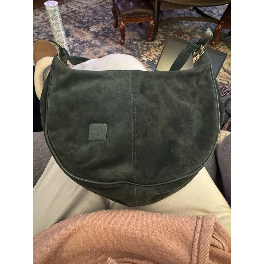 Crescent Shape Green Texture Lion Head Shoulder Bag Handbag Suede Y2K - Image 2