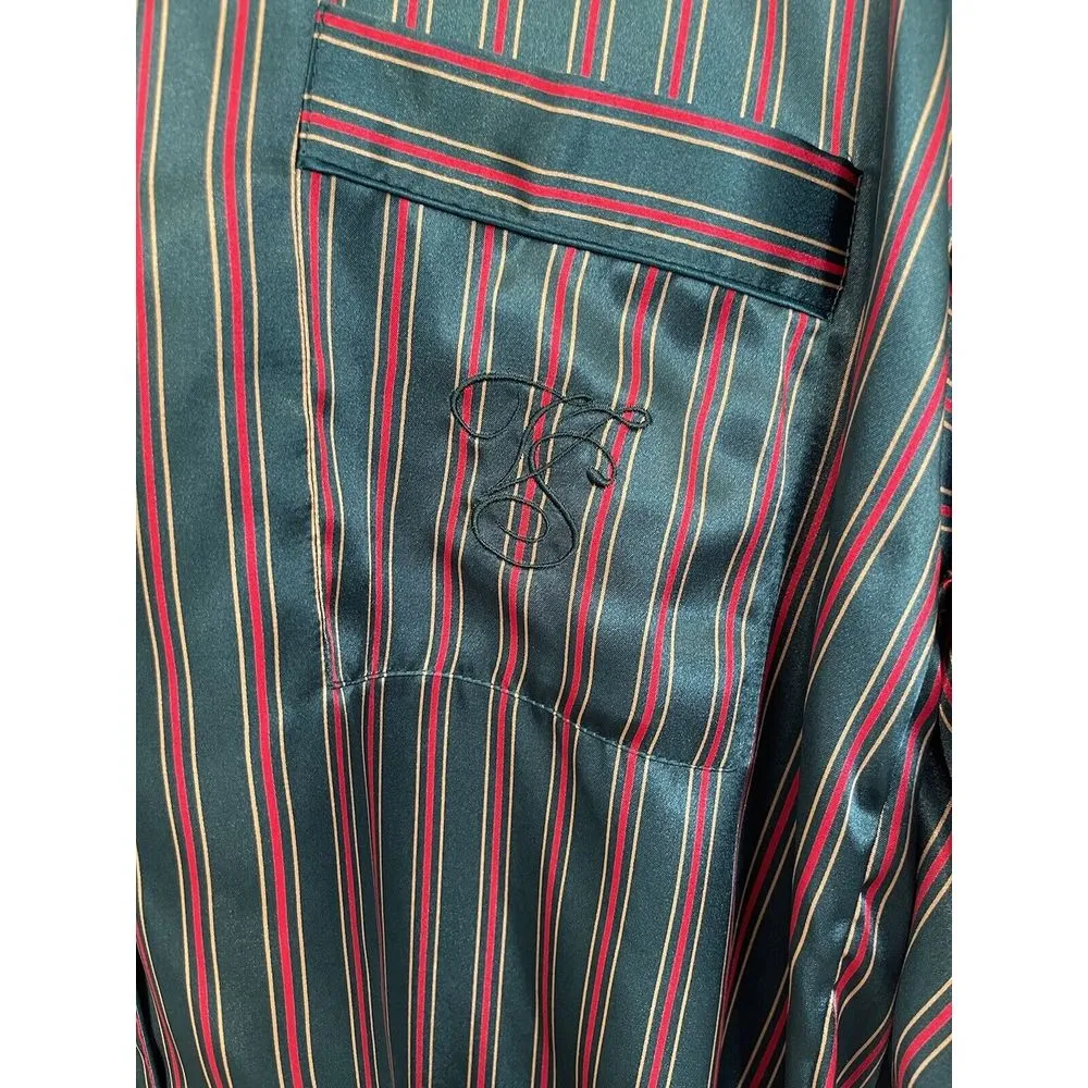 Victoria‎ Secret Vintage Gold Label Satin Button Up Sleep Shirt Green Size M - Image 4