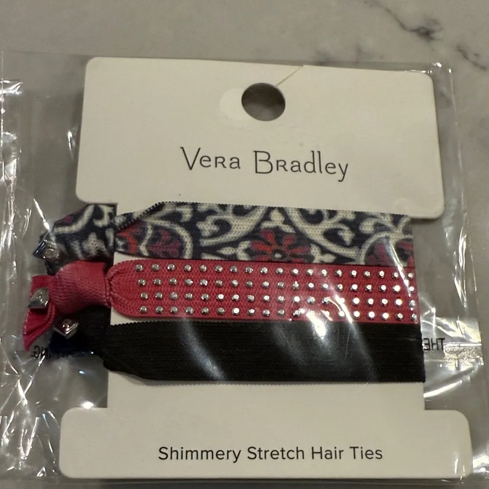 🦃 Vera Bradley Pink and Black Hair Elastics Set - Image 3
