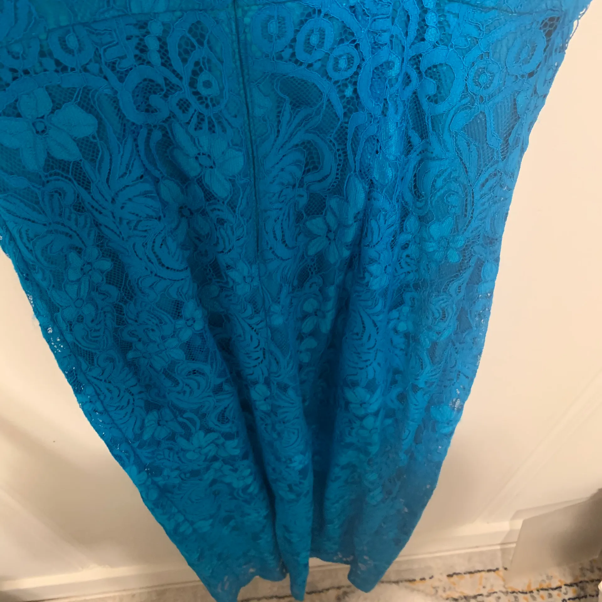 Teal Blue Lace Bridesmaid Formal Maxi Dress - Image 5