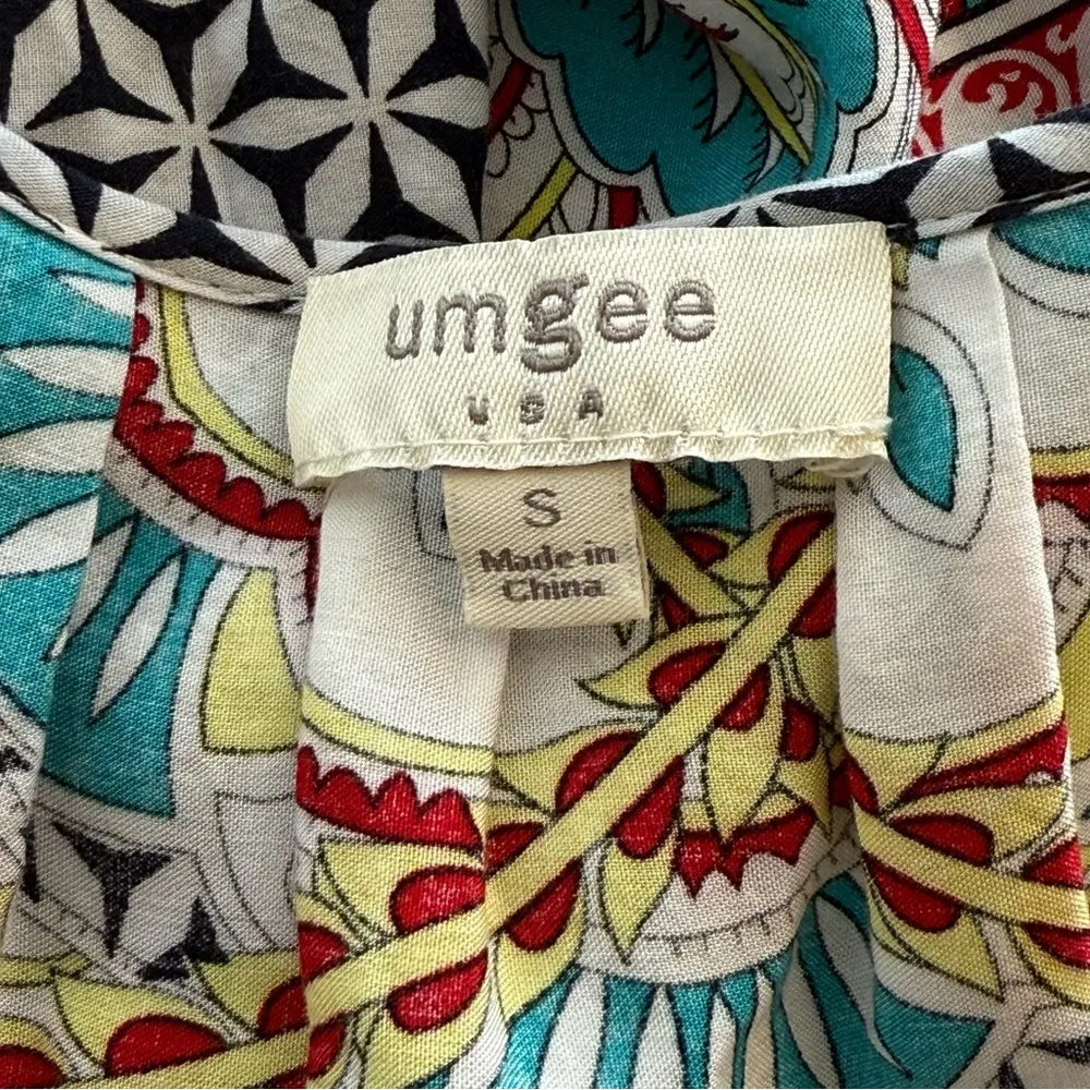 Umgee Boho Tunic Mixed Print Dress Small Lightweight V-Neck Geometric‎ Bohemian - Image 8