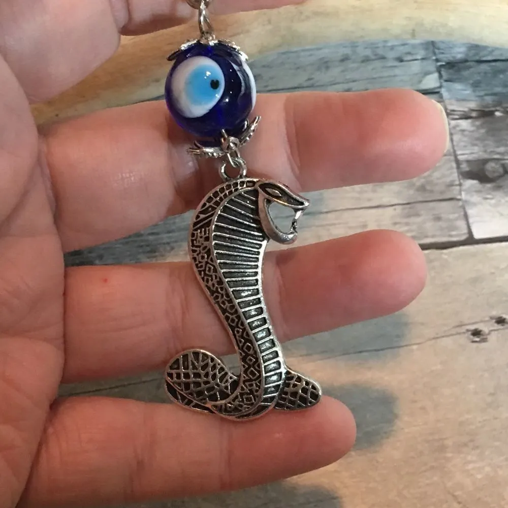 Snake evil eye protection keychain Blue - Image 2