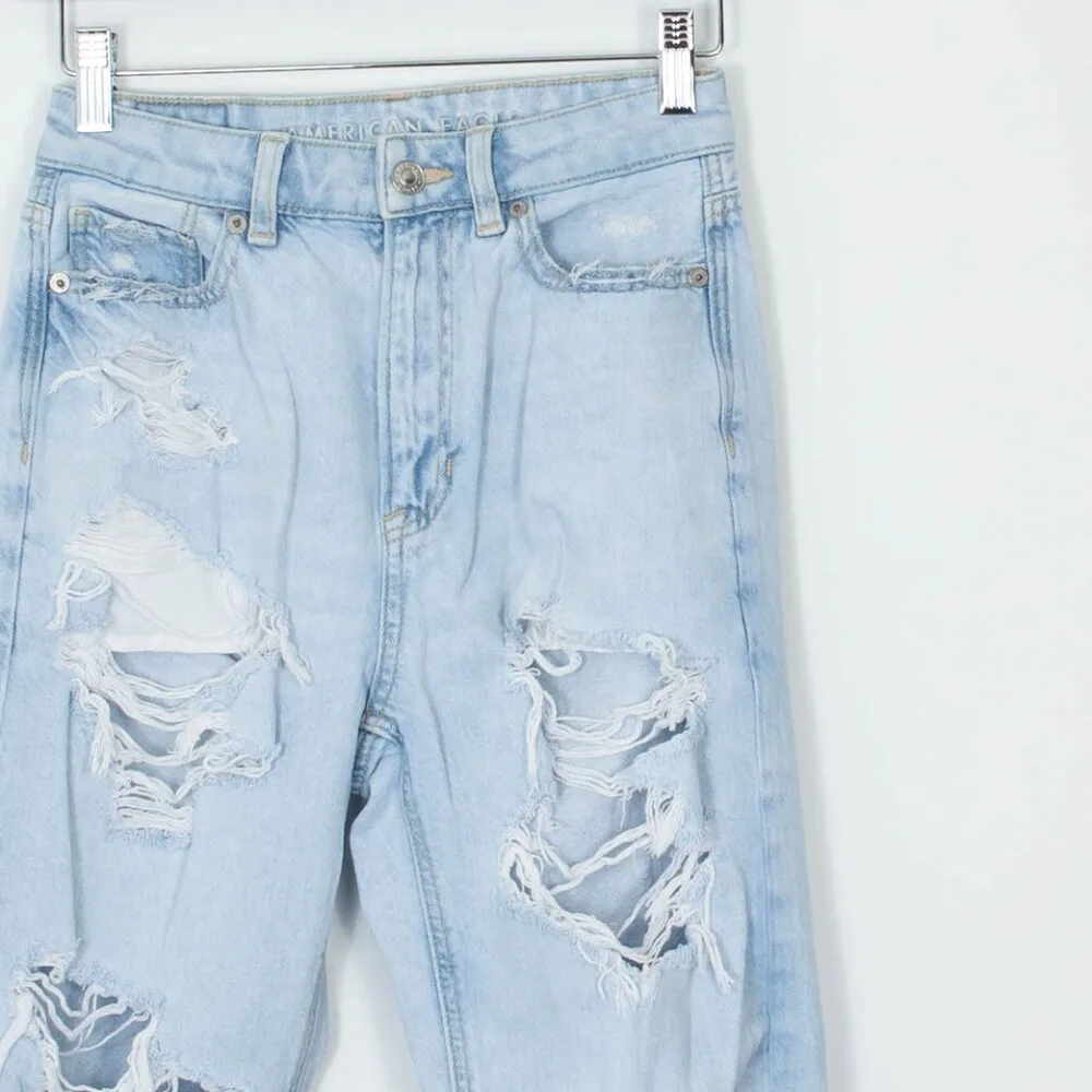 American Eagle Distressed Highest Rise‎ Mom Jeans Women's Size 00 Regular - Image 2
