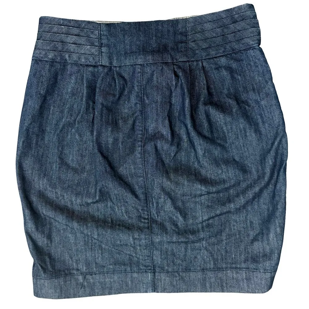 Pilcro and the Letterpress Blue Dark Wash Mini Button Front Jean Denim Skirt 6 - Image 2