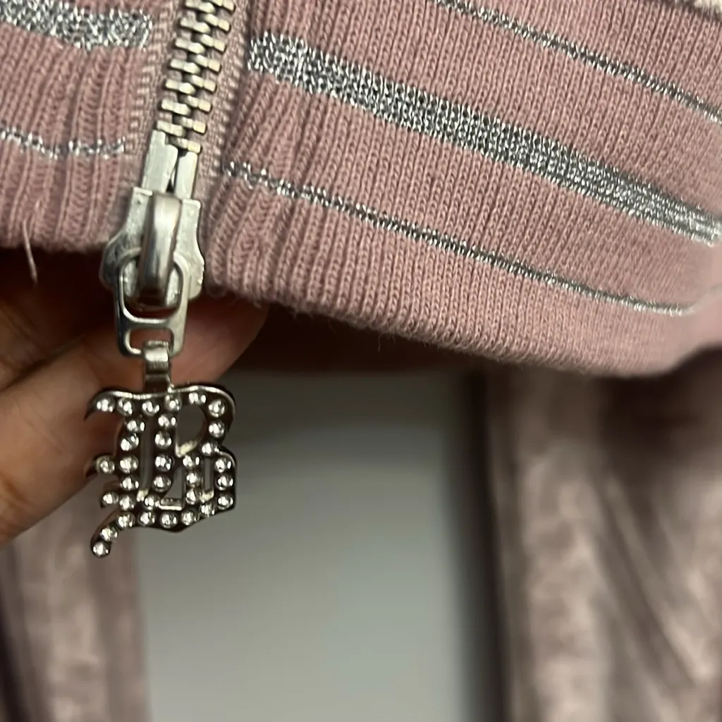 BCBGMAXAZRIA Pink Misted Grape Velour Tracksuit XL - Image 6