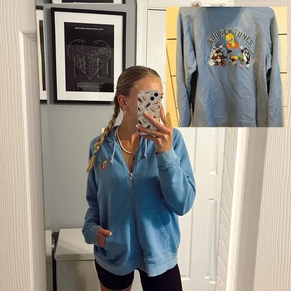 Looney Tunes Vintage Embroidered Zip Up - Image 2