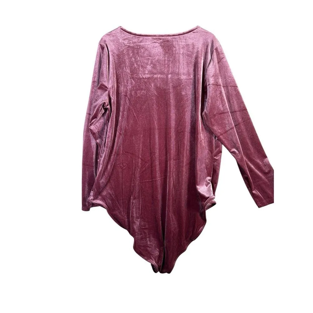 Old Navy Womens Red Square- Neck Soft Velvet NEW Bodysuit Christmas Winter Sz 3X - Image 2