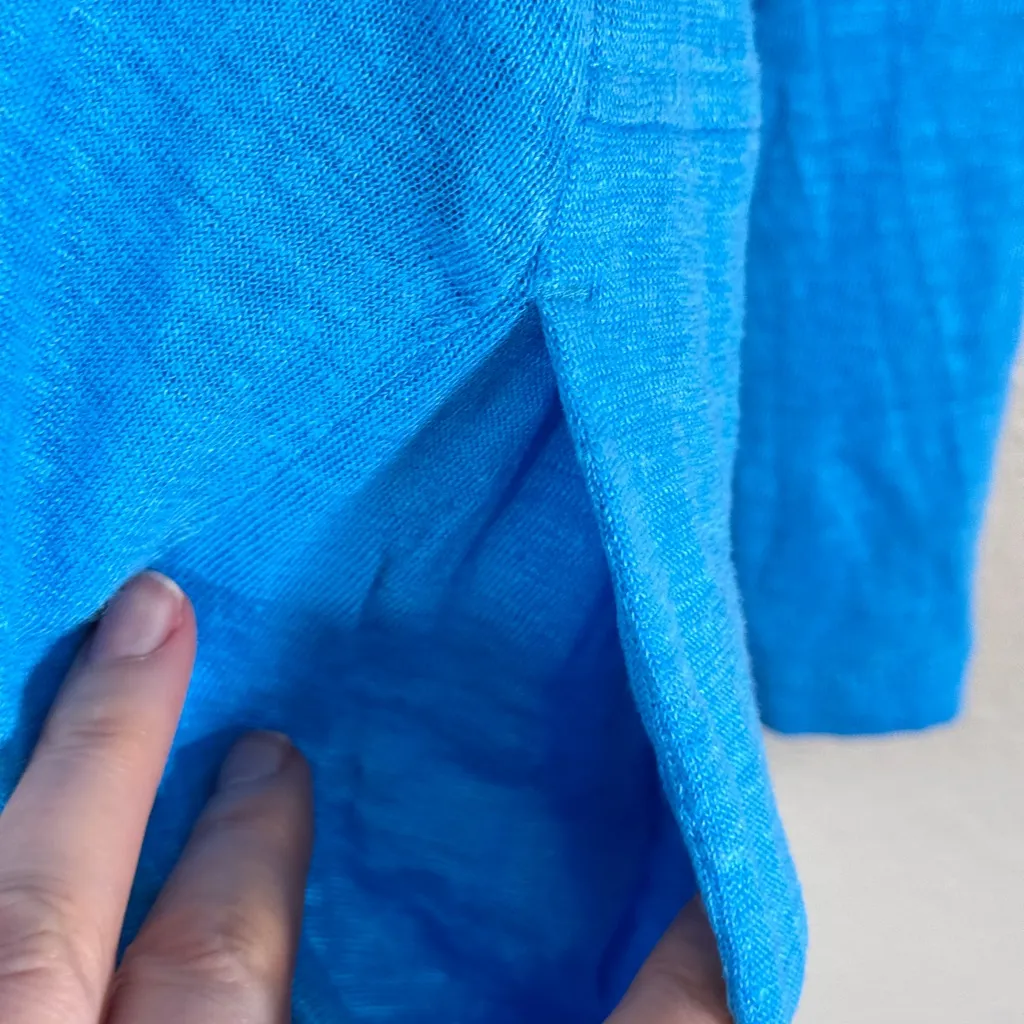 J Jill Blue Linen Open Front Cardigan Sweater Womens XL Breathable Beachy Casual - Image 3