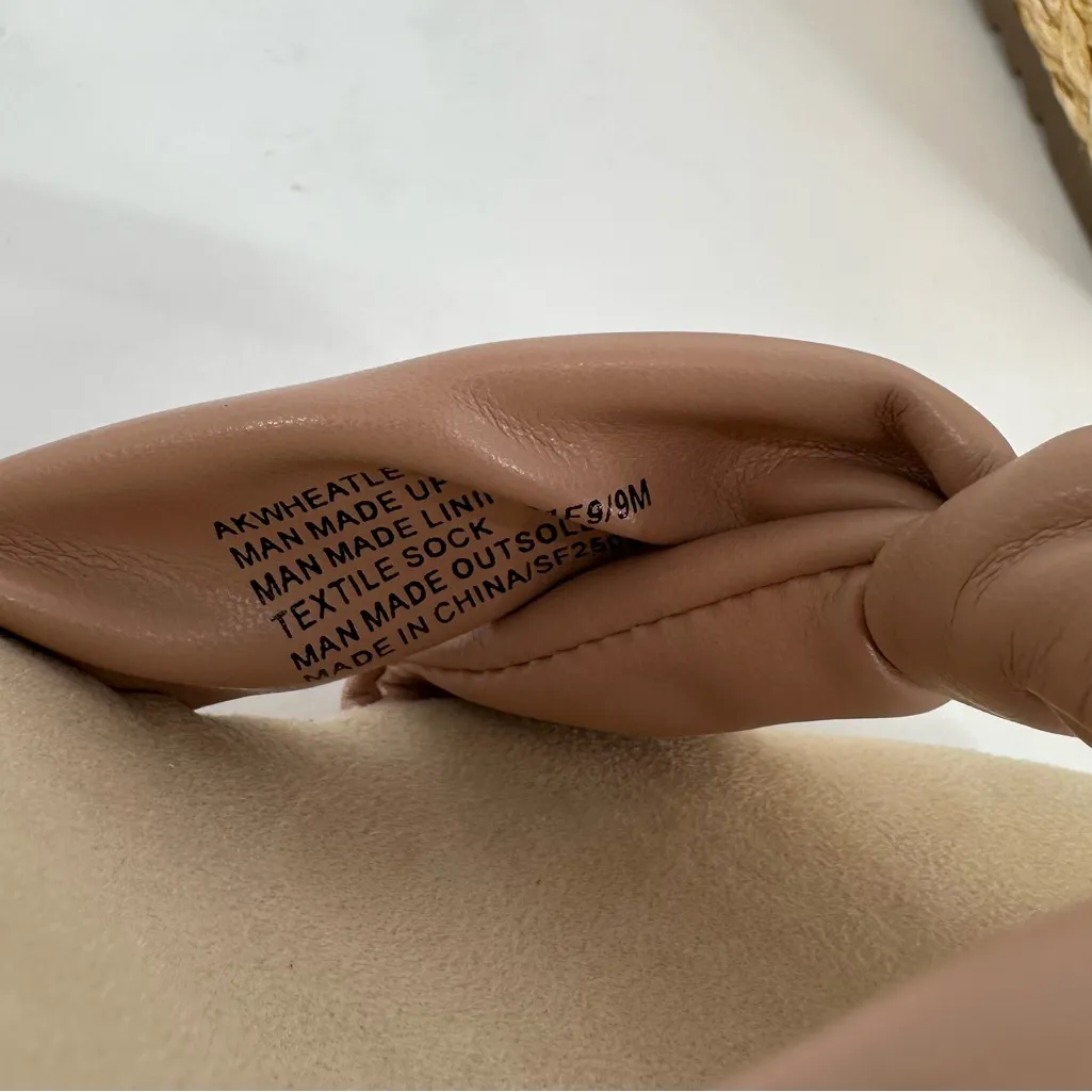 Anne Klein Wheatley Ankle Strap Espadrille Wedge Sandals size 9 in Nude Smooth - Image 7