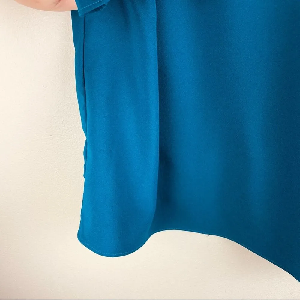 NSR Teal Ruffle Bell Short Sleeve Blouse Small - Image 9