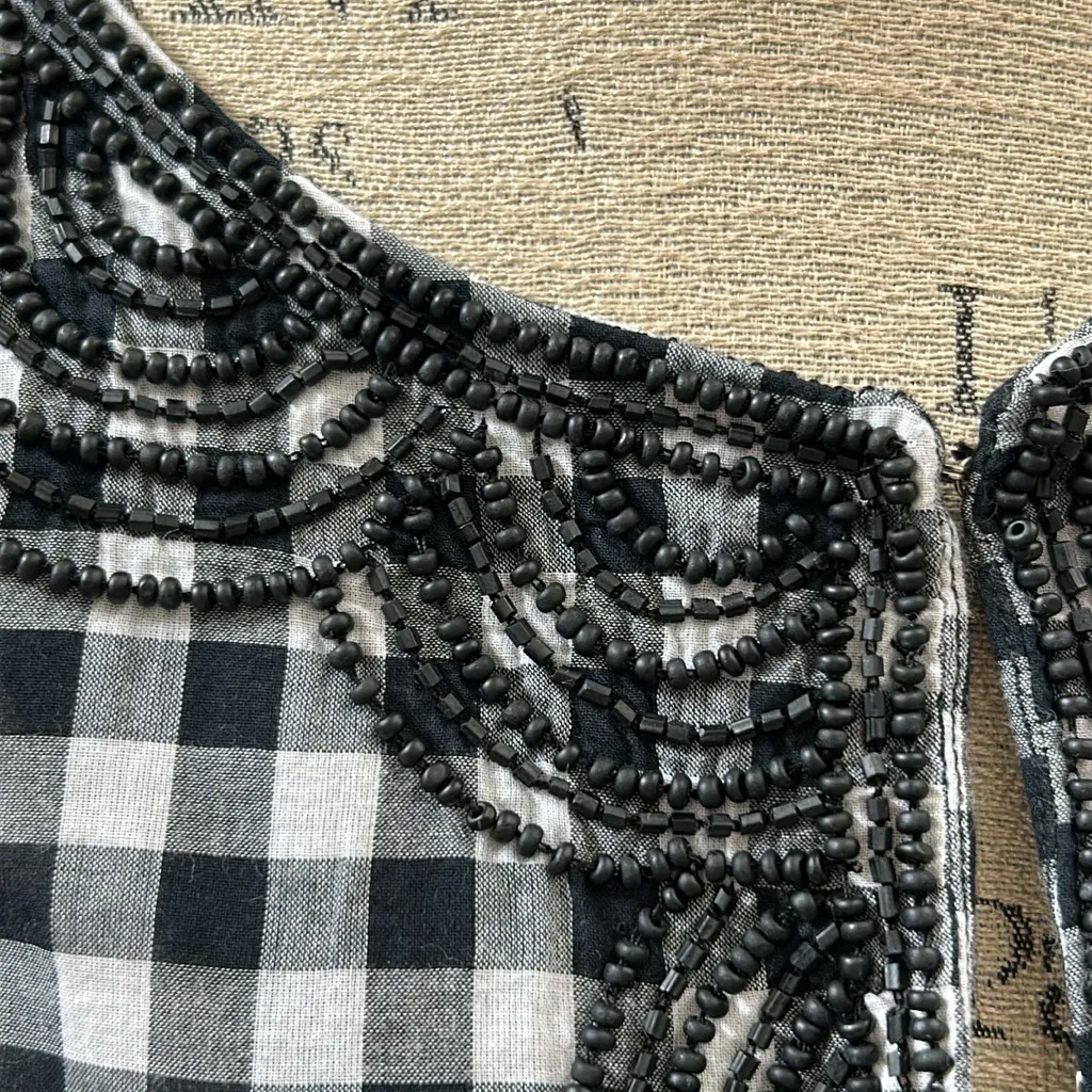 Vineyard Vines Embellished Bead Gingham Pullover Tunic Top/Cover Up Size Small - Image 10